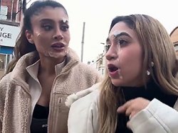 Salope, facial - Elles marchent dans la rue le visage pleins de sperme