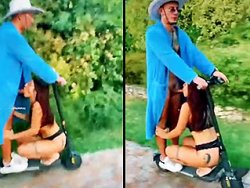 fellation, Salope - Elle lui taille une pipe sur sa trottinette