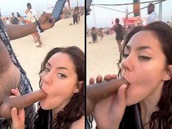 fellation, exhibition - Une fellation super risquée sur une plage publique
