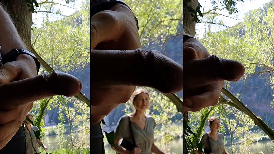 Un pervers sort sa queue en pleine nature 