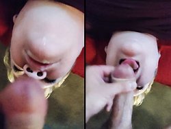 française, facial - Je me vide les couilles sur le visage de ma femme