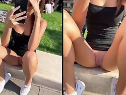 française, exhibition - Ma nouvelle copine sans culotte en pleine rue