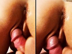 française, chatte rasée - Je frotte ma grosse bite contre sa chatte trempée