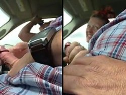 branlette, ivre - Une jeune auto-stoppeuse ivre en train de branler son chauffeur