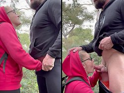 fellation, française - Elle m'offre une fellation en pleine promenade