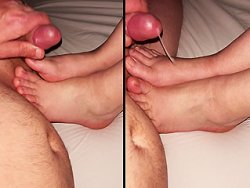 française, fétichisme - Une branlette sur les pieds de ma femme