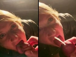 française, facial - Fellation et facial pour ma salope en pleine rue