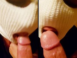 fellation, française - Ma métisse en cagoule blanche me fait une fellation torride