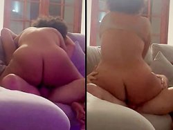 mature, française - Ma femme mature se déchaine en andromaque sur le canapé