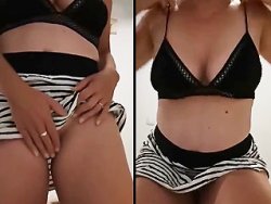 masturbation, française - Française excitée qui se caresse la chatte rasée devant la caméra