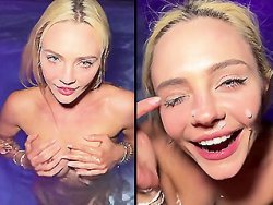 facial, bonasse - Blonde bandante baisée et sucée dans la piscine d’un Airbnb