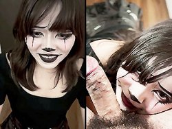 fellation, bonasse - Salope déguisée en clown me suce comme une affamée