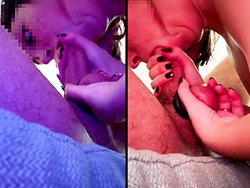 fellation, française - Elle suce ma grosse queue en serrant mes couilles