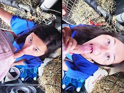 fellation, grosse bite - Une nana suce la grosse queue de son mec dans une ferme