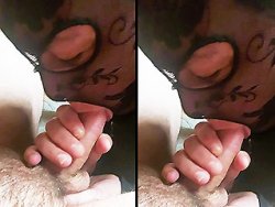 fellation, française - Ma femme cagoulée suce ma grosse queue avec une pipe baveuse