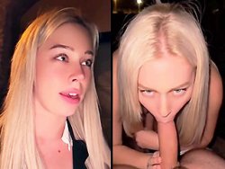 française, facial - Cette chienne blonde se fait défoncer par la queue de son Uber