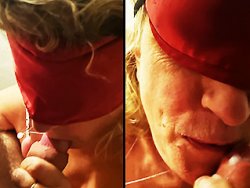 française, mamie - Une mamie excitée en train de sucer la queue de son mari