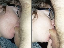 fellation, française - Elle lui taille une pipe sensuelle en gardant ses lunettes