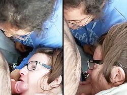 fellation, française - Deux copines matures me sucent la queue dans la nature