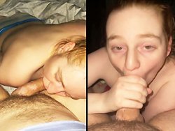 fellation, rouquine - Une rouquine suce son mec avant d'aller dormir