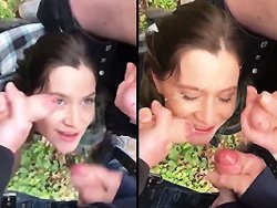 branlette, facial - Une soumise se prend un triple facial