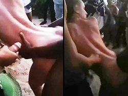 partouze, bonasse - Une salope se fait partouzer devant son mec