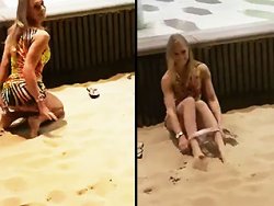 masturbation, exhibition - Ma nana se masturbe sur une plage