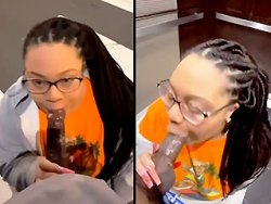 fellation, grosse bite - Elle suce la queue de son mec dans une rue bondée