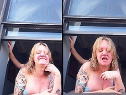 levrette, gros seins - Je défonce en levrette cette daronne sur la fenêtre