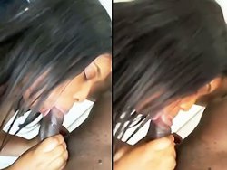 française, métisse - Cette métisse française suce une grosse queue noire