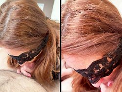 fellation, française - Ma femme se bande les yeux et vient me sucer la queue