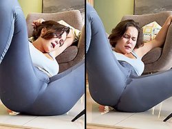 masturbation, femme fontaine - Elle mouille son leggings après un puissant orgasme