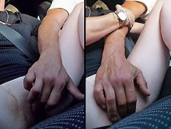 masturbation, française - Je lui caresse sa chatte rasée en conduisant