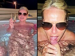 fellation, française - Ma femme vient me sucer la bite dans le jacuzzi