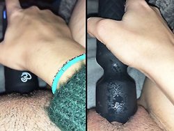 française, vibro - Elle pose son vibro sur sa chatte piquante