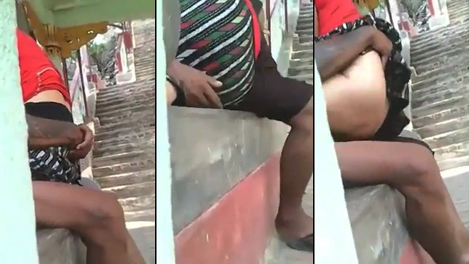 Un couple chaud se fait surprendre entrain de baiser sur un banc public (exhibition)