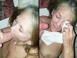 mamie - Une mamie de 70 ans encaisse un gros facial après la pipe