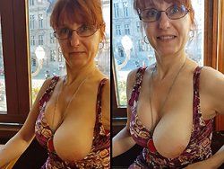 française - Elle exhibe ses gros seins dans un restaurant