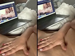 masturbation, française - Elle regarde un porno et se caresse la chatte