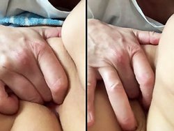 française, chatte rasée - Je doigte à fond la chatte rasée et mouillée de ma femme